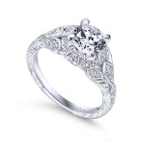 Gabriel & Co. 14k White Gold Victorian Vintage Engagement Ring photo 3