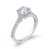 Shah Luxury 14K White Gold Round Diamond Halo Engagement Ring (Semi-Mount) photo 2
