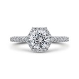 Shah Luxury 14K White Gold Round Diamond Halo Engagement Ring (Semi-Mount) photo