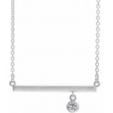 14K White Diamond Bezel-Set 18 Bar Necklace photo