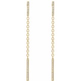 14K Yellow 1/4 CTW Diamond Hinged Hoop Chain Earrings photo 2