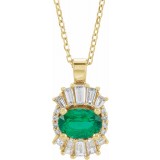 14K Yellow Emerald & 1/4 CTW Diamond 16-18 Necklace photo