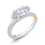 Shah Luxury 14K Two-Tone Gold Marquise Cut Diamond Engagement Ring with Euro Shank (Semi-Mount) photo 2
