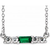 14K White Emerald & 1/5 CTW Diamond 18 Necklace photo