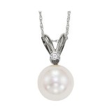 Gems One 14Kt White Gold Diamond (1/50Ctw) & Pearl (1/2 Ctw) Pendant photo