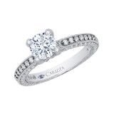 Shah Luxury 14K White Gold with Black Rhodium Tips Round Diamond Engagement Ring (Semi-Mount) photo 2