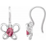 14K White 4x3 mm Oval October Youth Butterfly Birthstone Earrings photo