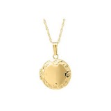 14K Yellow Gold embossed Round Child's Locket photo 2