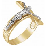 14K Yellow/White 20.2 mm Crucifix Ring photo