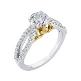 Shah Luxury 14K Tow-Tone Gold Round Diamond Engagement Ring with Split Shank (Semi-Mount) photo 2