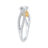 Shah Luxury 14K Tow-Tone Gold Round Diamond Engagement Ring with Split Shank (Semi-Mount) photo 3