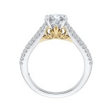 Shah Luxury 14K Tow-Tone Gold Round Diamond Engagement Ring with Split Shank (Semi-Mount) photo 4
