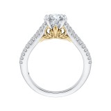 Shah Luxury 14K Tow-Tone Gold Round Diamond Engagement Ring with Split Shank (Semi-Mount) photo 4