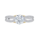 Shah Luxury 14K Tow-Tone Gold Round Diamond Engagement Ring with Split Shank (Semi-Mount) photo