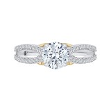 Shah Luxury 14K Tow-Tone Gold Round Diamond Engagement Ring with Split Shank (Semi-Mount) photo