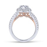 Gabriel & Co. 14k Two Tone Gold Blush Halo Engagement Ring photo 2