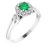 14K White Emerald & 1/10 CTW Diamond Ring photo