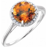 14K White Citrine & .05CTW Diamond Ring photo