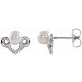 14K White Freshwater Cultured Pearl Earrings photo