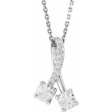 14K White 1/2 CTW Diamond Freeform 16-18 Necklace photo