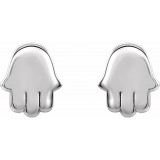 14K White Hamsa Earrings photo 2