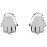 14K White Hamsa Earrings photo 2