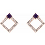 14K Rose Amethyst & 1/3 CTW Diamond Earrings photo 2