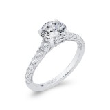 Shah Luxury 14K White Gold Round Diamond Engagement Ring with Milgrain (Semi-Mount) photo 2
