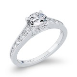 Shah Luxury 14K White Gold Round Cut Diamond Channel Set Engagement Ring (Semi-Mount) photo 2