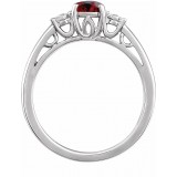 14K White Mozambique Garnet and .04CTW Diamond Ring photo 2