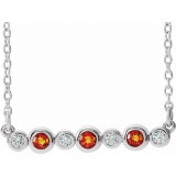 14K White Citrine & .08 CTW Diamond Bezel-Set Bar 16-18 Necklace photo