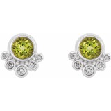 14K White Peridot & 1/8 CTW Diamond Earrings photo 2