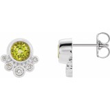 14K White Peridot & 1/8 CTW Diamond Earrings photo