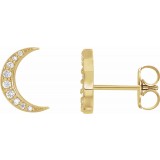 14K Yellow 1/10 CTW Diamond Crescent Moon Earrings photo