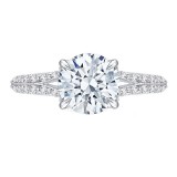 Shah Luxury 14K White Gold Round Diamond Engagement Ring with Split Shank (Semi-Mount) photo