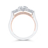 Shah Luxury 14K Two Tone Gold Round Diamond Three-Stone Plus Engagement Ring (Semi-Mount) photo 4