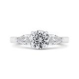 Shah Luxury 14K Two Tone Gold Round Diamond Three-Stone Plus Engagement Ring (Semi-Mount) photo
