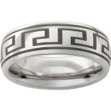 Serinium Domed Band with Greek Laser Engraving photo