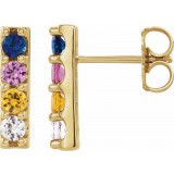 14K Yellow Multi-Color Sapphire Bar Earrings photo