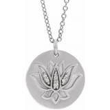 14K White .025 CTW Diamond Lotus 16-18 Necklace photo