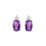 Gems One 10Kt White Gold Diamond (1/20Ctw) & Amethyst (5/8 Ctw) Earring photo