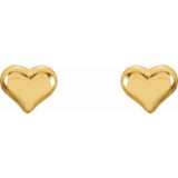 14K Yellow Puffed Heart Earrings photo 2