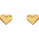 14K Yellow Puffed Heart Earrings photo 2