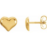 14K Yellow Puffed Heart Earrings photo