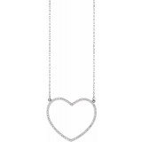 14K White 3/8 CTW Diamond Large Heart 16 Necklace photo