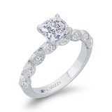 Shah Luxury 14K White Gold Bezel Set Double Row Cushion Diamond Engagement Ring (Semi-Mount) photo 2