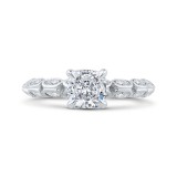 Shah Luxury 14K White Gold Bezel Set Double Row Cushion Diamond Engagement Ring (Semi-Mount) photo