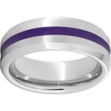 Serinium Beveled Edge Band with a 2mm Purple Enamel Inlay photo