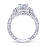 Gabriel & Co. 14k White Gold Victorian Halo Engagement Ring photo 2