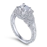 Gabriel & Co. 14k White Gold Victorian Halo Engagement Ring photo 3